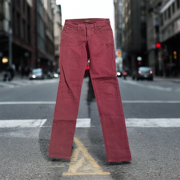 James Jeans Women's Twiggy Jeans  in Deep Maroon Red Preloved Sustainable - Picture 1 of 16